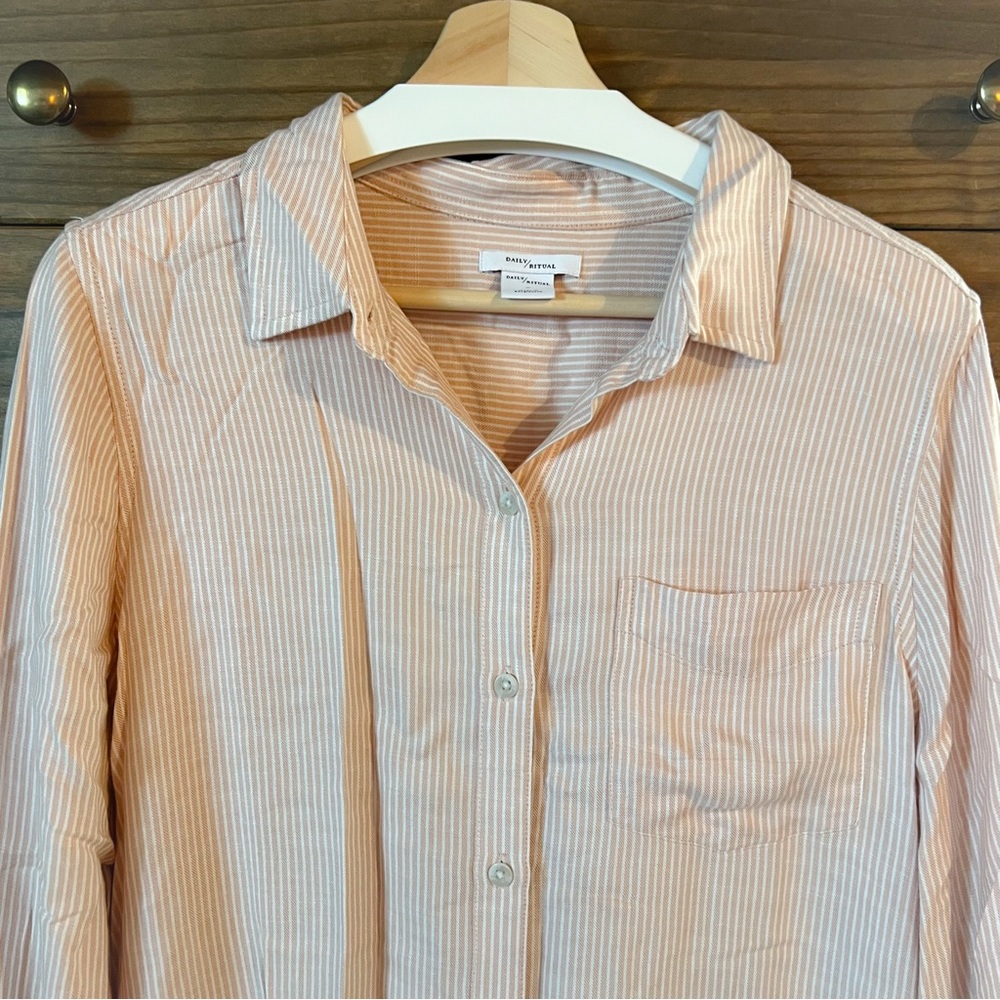 Daily Ritual Button-Down Collared Tunic Top M - Picture 4 of 8